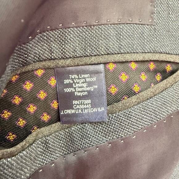 J.Crew Men‎ Ludlow Suit Jacket in Italian Wool and Linen Charcoal Gray, Size 40L - Picture 11 of 12